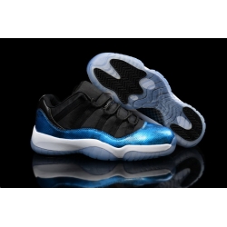 Air Jordan 11 Retro Men Shoes Black Blue Snakeskin