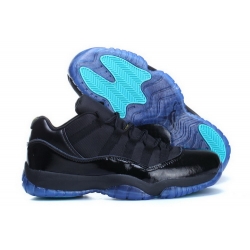 Air Jordan 11 Shoes 2014 Mens Low Graved Version Black Blue Jade