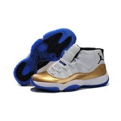 Air Jordan 11 Shoes 2015 Mens White Gold Blue