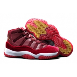 Cheap Jordan Shoes Mens Air Jordan 11 Red Velvet Night Maroon Metallic Gold White For Sale