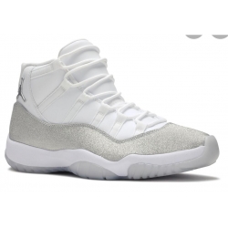 Men Air Jordan 11 White Silver Logo Retro Basketball Shoes