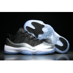 Whole Sale 2017 Air Jordan 11 Retro Low Barons Black Metallic Silver White