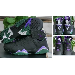 Air Jordan 7 Retro Men Shoes Black Purple Green