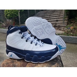 Men Air Jordan 9 OG Retro Men Shoes White Blue