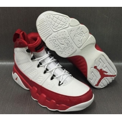 Men Air Jordan 9 White Throwback Red Shoes