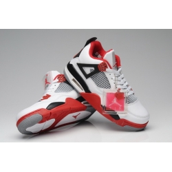 Air Jordan 4 Men Shoes White Red Black