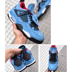 Air Jordan 4 Travis Scott X Blue Suede Men Shoes