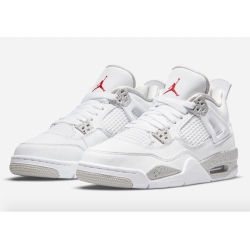 Men Air Jordan 4 Oreo White Shoes Red Logo