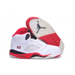 Air Jordan 5 Men Shoes White Red Black