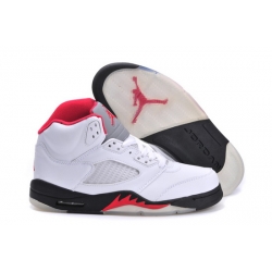 Air Jordan 5 Men Shoes White Red Gray