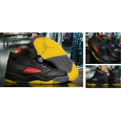 Air Jordan 5 Retro Men Shoes Black Colourful