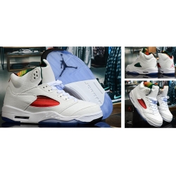 Air Jordan 5 Retro Men Shoes White Colourful