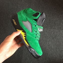 Men Air Jordan 5 Oregon Men Shoes Black Green