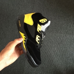 Men Air Jordan 5 Oregon Men Shoes Black Yellow