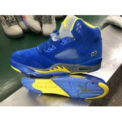 Men Air Jordan 5 Retro Blue Yellow Basket Ball Shoes