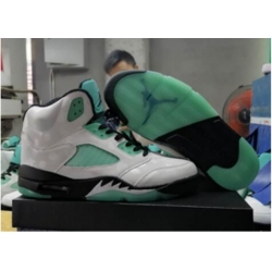 Men Jordan 5 White Black Green Shoes X5698