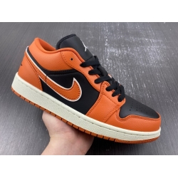 Air Jordan 1 Men Shoes Orange Black 23F 034