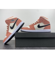 Air Jordan 1 Mid GS Orange Suede Men Shoes 23F 091