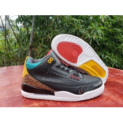 Nike Air Jordan 3 Black red yellow moon crocodile pattern Men Shoes