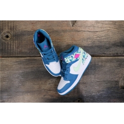 Air Jordan 1 Retro GS Mid Royal tie dye printing Women Shoes