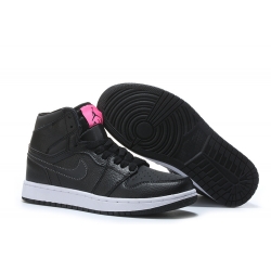 Air Jordan 1 Women Shoes All Black Pink