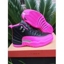 Air Jordan 12 Wing Retro Women Shoes Black Pink