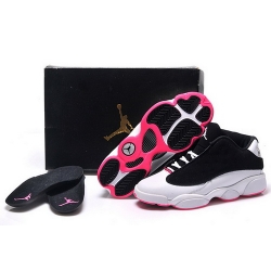 Air Jordan 13 Shoes 2015 Womens GS Low Black White Pink