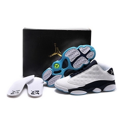 Air Jordan 13 Shoes 2015 Womens GS Low White Black Blue