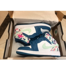 Women Air Jordan 1 Mid SE Flowers Basket Ball Shoes