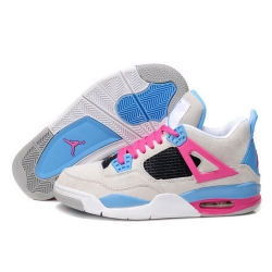 Air Jordan 4 Shoes 2013 Womens Anti Fur White Blue Pink