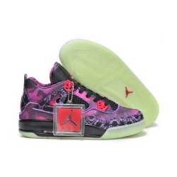 Air Jordan 4 Shoes 2014 Womens Fluorescence Sole Purple Black