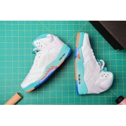 Air Jordan 5 Retro Women Shoes Grey cyan