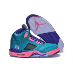 Air Jordan 5 Shoes 2013 Womens Grade AAA Cyan Purple Pink