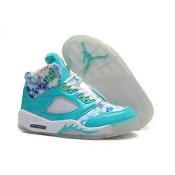 Air Jordan 5 Shoes 2014 Womens Cherry Blossoms Blue White