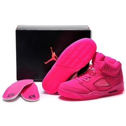 Air Jordan 5 Shoes 2015 Womens All Rose Red