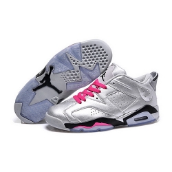 Air Jordan 6 Shoes 2015 Womens Low Silver Black Pink