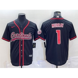 Men Arizona Cardinals 1 Kyler Murray Black With Patch Cool Base Stitched Baseball Jersey