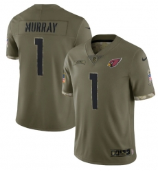 Men Arizona Cardinals 1 Kyler Murray Olive 2022 Salute To Service Limited Stitched Jersey