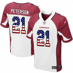 Men Nike Arizona Cardinals 21 Patrick Peterson Elite White Road USA Flag Fashion NFL Jersey