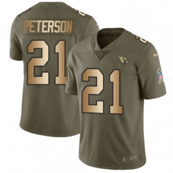 Men Nike Arizona Cardinals 21 Patrick Peterson Limited OliveGold 2017 Salute to Service NFL Jersey