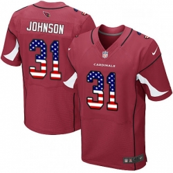 Men Nike Arizona Cardinals 31 David Johnson Elite Red Home USA Flag Fashion NFL Jersey