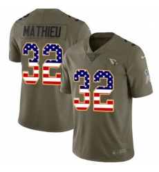 Men Nike Arizona Cardinals 32 Tyrann Mathieu Limited OliveUSA Flag 2017 Salute to Service NFL Jersey