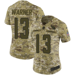 Nike Cardinals #13 Kurt Warner Camo Women Stitched NFL Limited 2018 Salute to Service Jersey