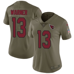 Nike Cardinals #13 Kurt Warner Olive Womens Stitched NFL Limited 2017 Salute to Service Jersey