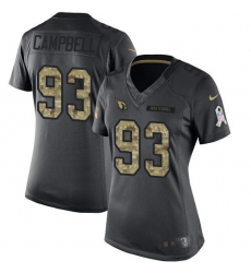 Nike Cardinals #93 Calais Campbell Black Womens Stitched NFL Limited 2016 Salute to Service Jersey