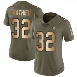 Womens Nike Arizona Cardinals 32 Tyrann Mathieu Limited OliveGold 2017 Salute to Service NFL Jersey