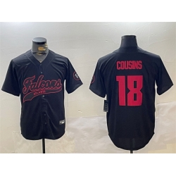 Men Atlanta Falcons 18 Kirk Cousins Black With Patch Cool Base Stitched Baseball Jersey