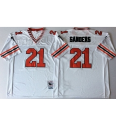 Men Atlanta Falcons 21 Deion Sanders White 1989 M&N Throwback Jersey