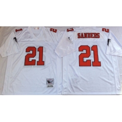 Men Atlanta Falcons 21 Deion Sanders White M&N Throwback Jersey