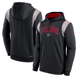 Men Atlanta Falcons Black Sideline Stack Performance Pullover Hoodie 002